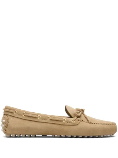 Car Shoe Lux Driving Suede Loafers In Nude