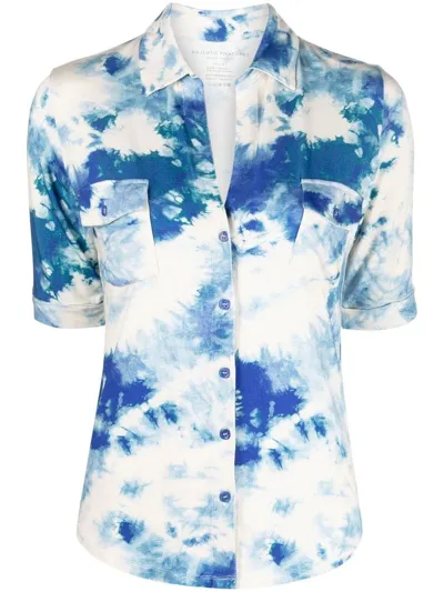 Majestic Tie Dye-print Short-sleeved Shirt In Blue