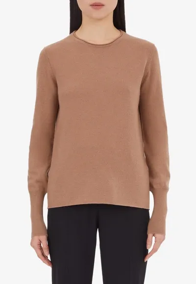 Ferragamo Salvatore  Round Neck Sweater In Beige