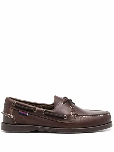 Sebago Docksides Portland Waxed Leather Shoe In Brown