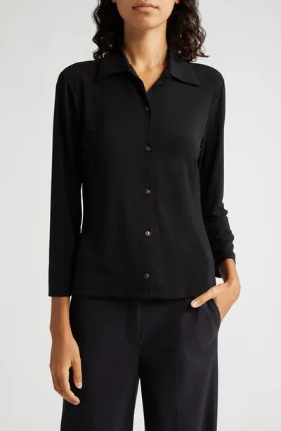 Vince Long Sleeve Button-up Shirt In Black