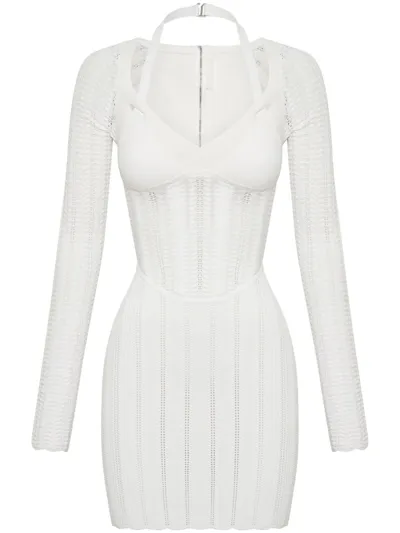 Dion Lee Open-knit Corset Minidress In White