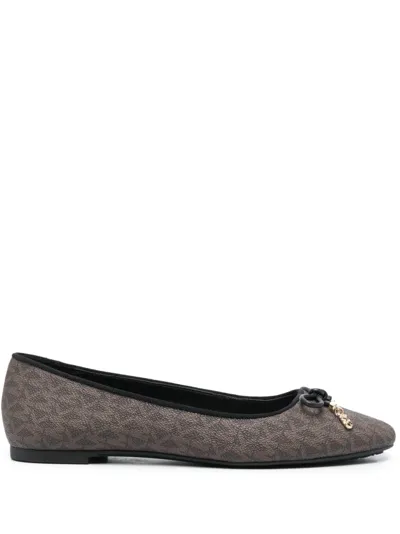 Michael Michael Kors Nori Leather Ballerina Shoes In Brown