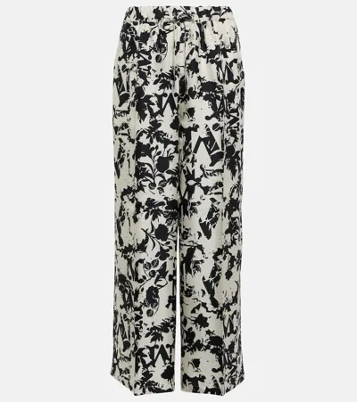 Max Mara Fiordo Printed Silk Wide-leg Pants In Multicoloured