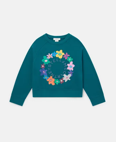 Stella Mccartney Logo Flower Garland Sweatshirt In Blue