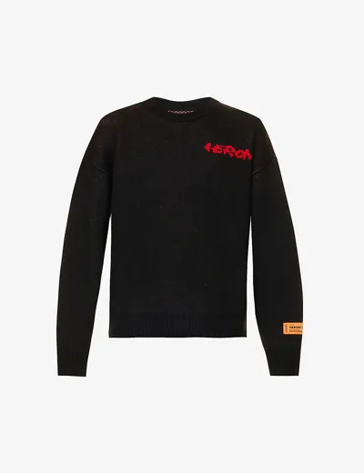 Heron Preston Hp Flaming Wool-blend Jumper In Black