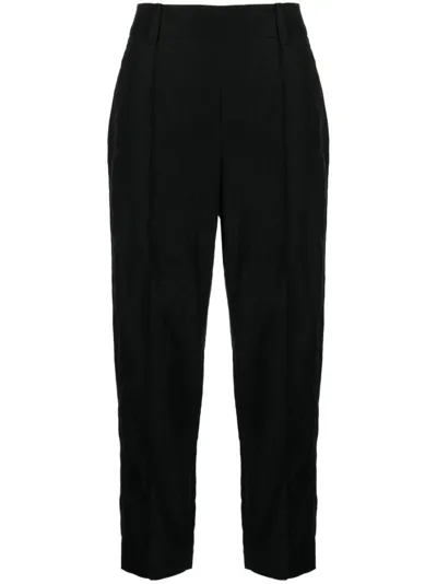 Vince Pleated Cropped Trousers In Black