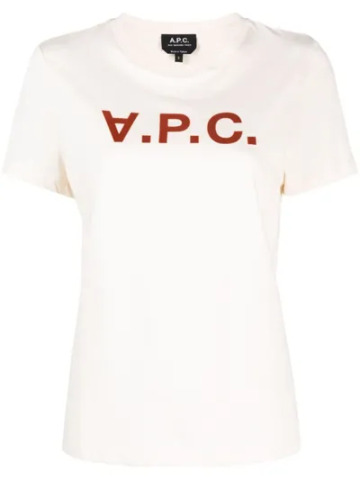 Apc A.p.c. Logo Printed Crewneck T In Burgundy