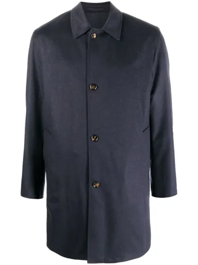 Kired Single-breasted Cashmere Coat In Blue