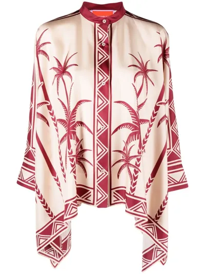 La Doublej Foulard Shirt In Date Palms Placee Ivory