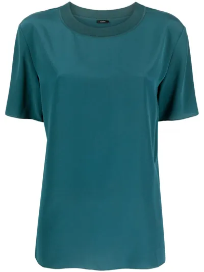 Joseph Silk-satin Crew-neck Blouse In Dark Teal