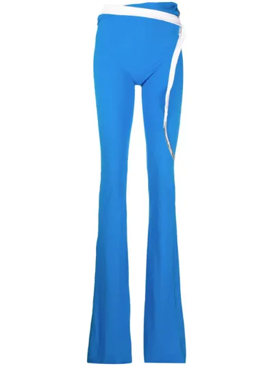 Ottolinger Contrasting-strap Flared Leggings In Blue