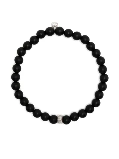 Sydney Evan 14kt White Gold Onyx Beaded Bracelet In Black