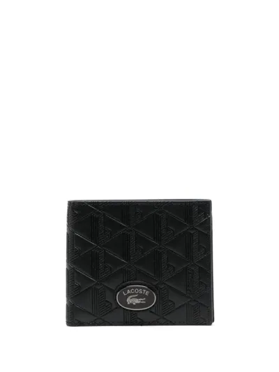 Lacoste Logo-plaque Leather Wallet In Black