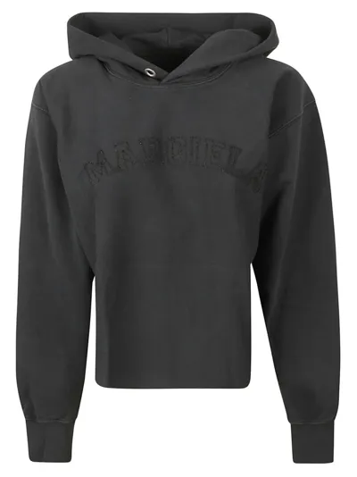 Maison Margiela Logo Embroidered Hoodie In Black