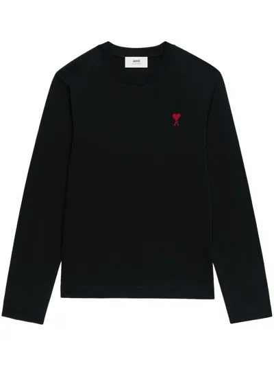 Ami Alexandre Mattiussi Embroidered Ami De Coeur Sweatshirt In Black