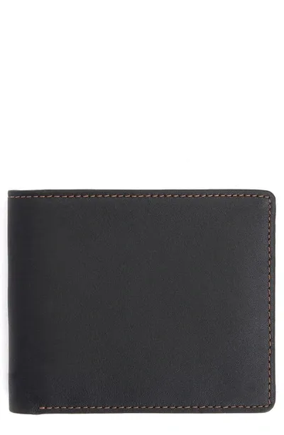 Royce New York Rfid Leather Trifold Wallet In Black/tan