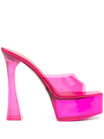 Amina Muaddi Dalida Glass Pvc Platform Mules In Pink