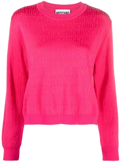 Moschino Logo-jacquard Wool Jumper In Rosa