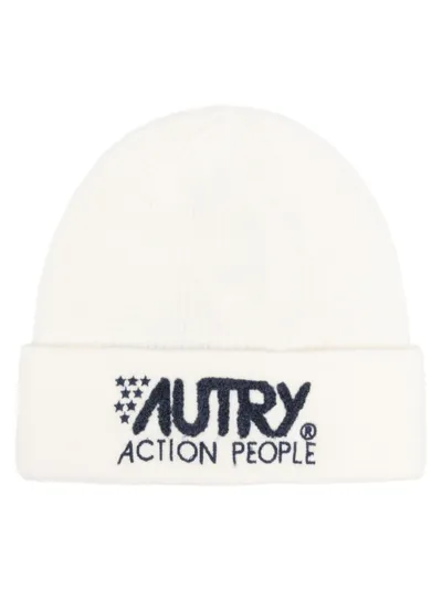 Autry Logo-embroidered Knitted Beanie In White