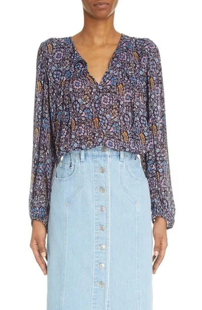 Isabel Marant Étoile Nibel Printed Three-quarter Sleeve Blouse In Purple