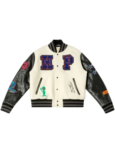 Heron Preston Varsity-patches Bomber Jacket In Neutrals