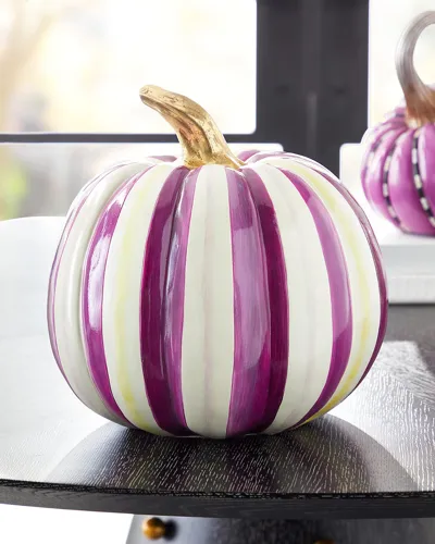 Mackenzie-childs Plum Stripe Pumpkin, Medium