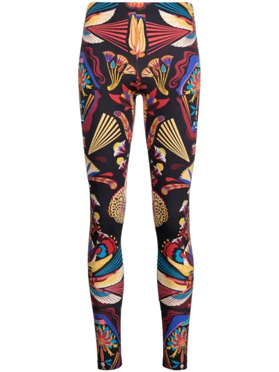 La Doublej Nephthys-print Long Leggings In Schwarz