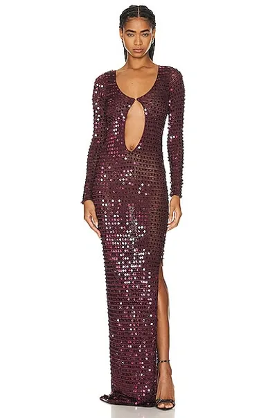 Aya Muse Chyha Embellished Cutout Maxi Dress In Burgundy