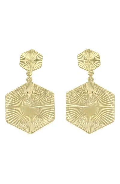 Panacea Starburst Hexagonal Drop Earrings In Gold