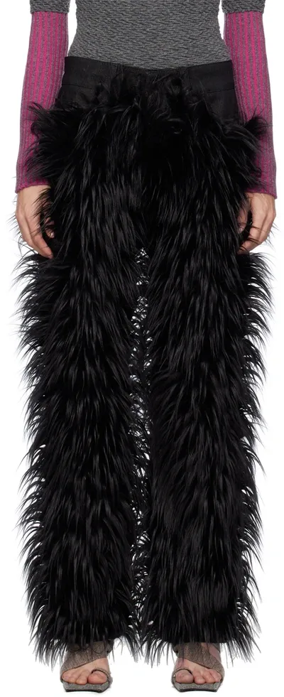 Paula Canovas Del Vas Ssense Exclusive Black Faux-fur Jeans