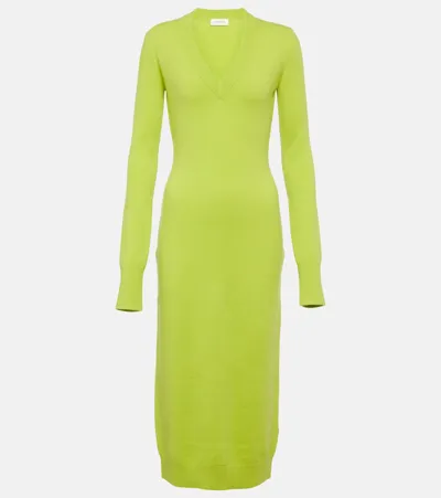 Sportmax Divo Cashmere And Wool Blend Midi Dress In Green