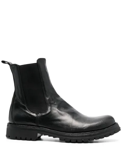 Officine Creative Leather Slip-on Boots In Black