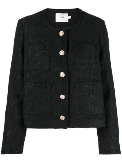 B+ab Round-neck Button-down Jacket In Black