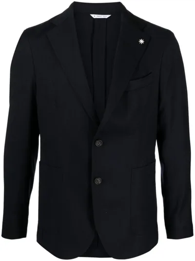 Manuel Ritz Single-breasted Stretch-wool Blazer In Blue