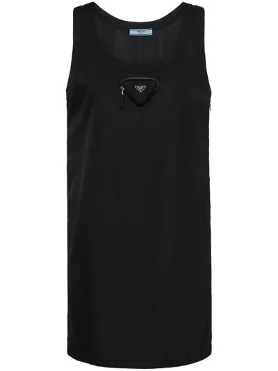 Prada Pouch Re-nylon Mini Dress In Black