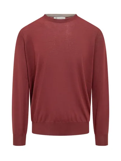 Brunello Cucinelli Crewneck Knitted Jumper In Red