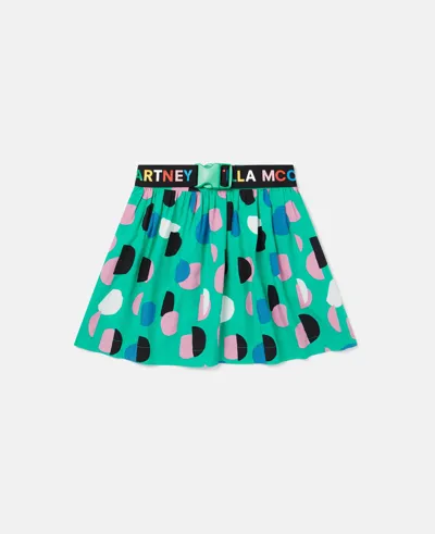 Stella Mccartney Logo Tape Dot Print Skater Skirt In Green