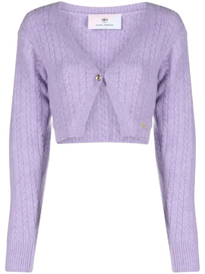 Chiara Ferragni Cropped-cardigan Mit V-ausschnitt In Purple