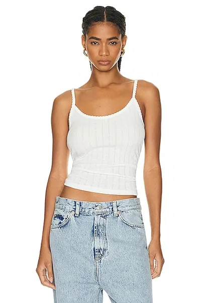 Leset Cotton Pointelle Scalloped Tank Top In White