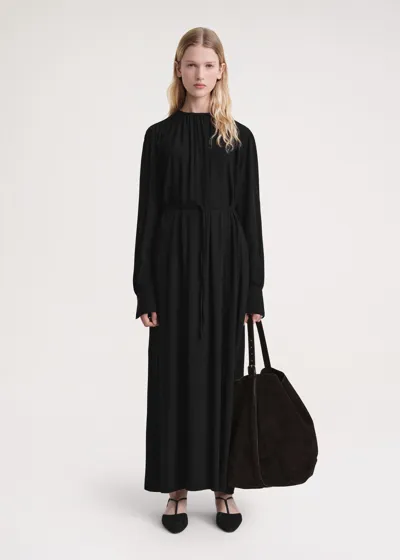 Totême Gathered-neck Crepe Dress Black