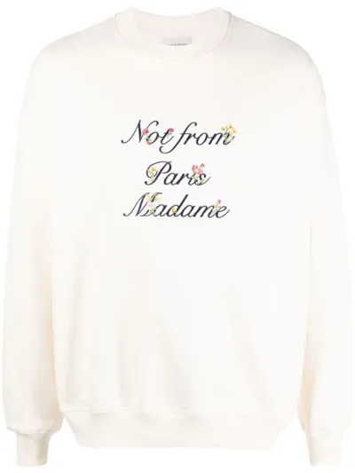 Drôle De Monsieur Text-print Cotton Sweatshirt In White