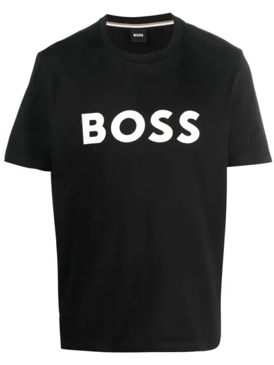 Hugo Boss Logo-print Cotton T-shirt In Black