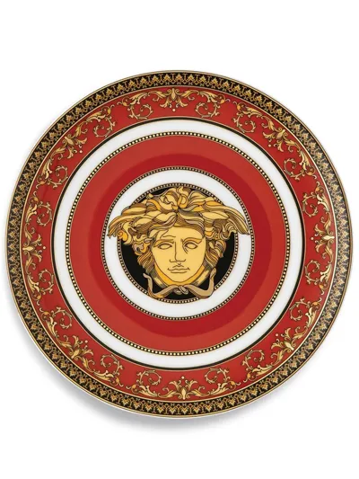 Versace Medusa Porcelain Bread Plate In Red