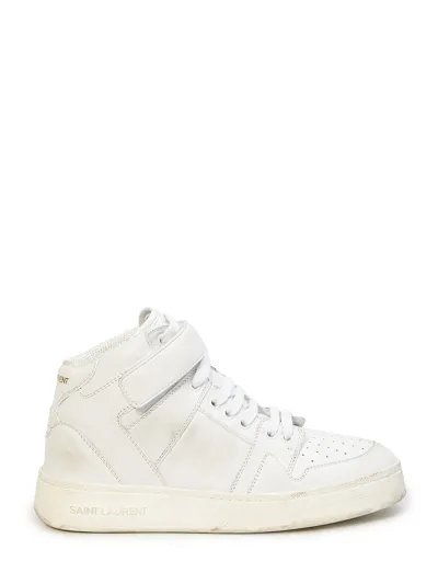 Saint Laurent Lax Sneakers In Washed-out Effect Leather In White