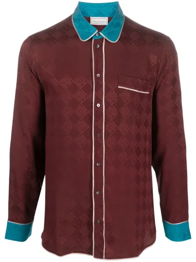 Pierre-louis Mascia Jacquard Silk Shirt In Red