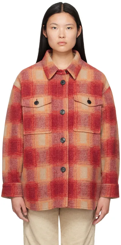 Isabel Marant Étoile Isabel Marant Etoile Womens Orange Harveli Checked Recycled Polyester-blend Jacket