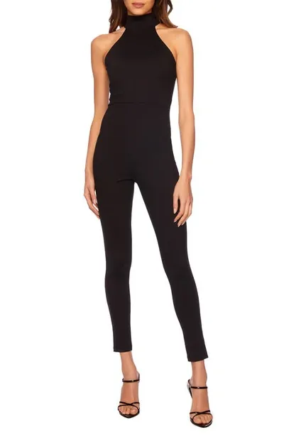 Susana Monaco Mock Neck Crop Jumpsuit In Black