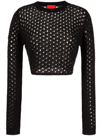 Cashmere In Love Ria Crochet-knit Jumper In Black