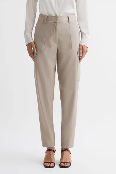 Reiss Neutral Petite Mid Rise Cargo Trousers